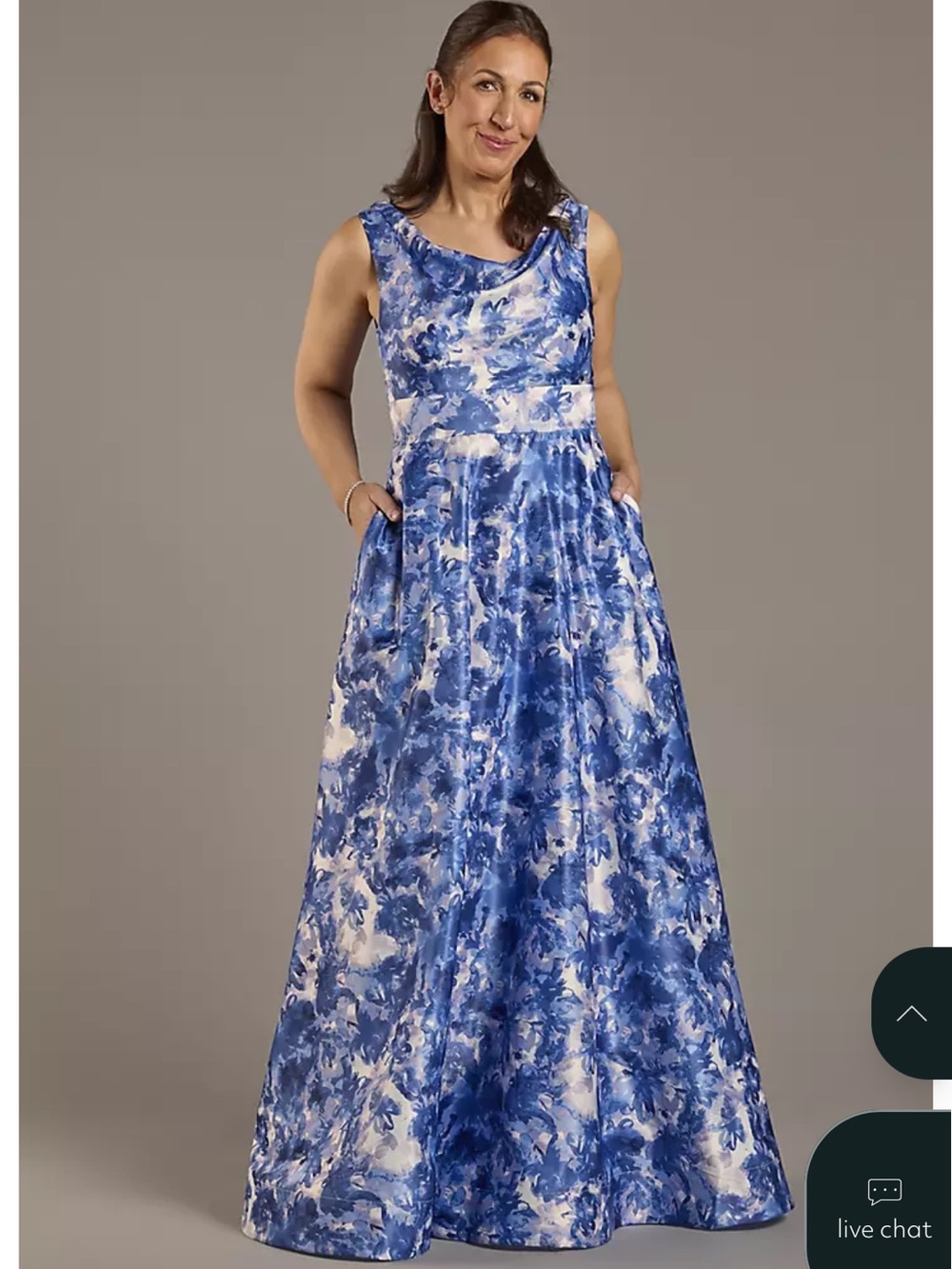 OLEG CASSINI

Floral Print Cowl Neck Sleeveless Ball Gown
